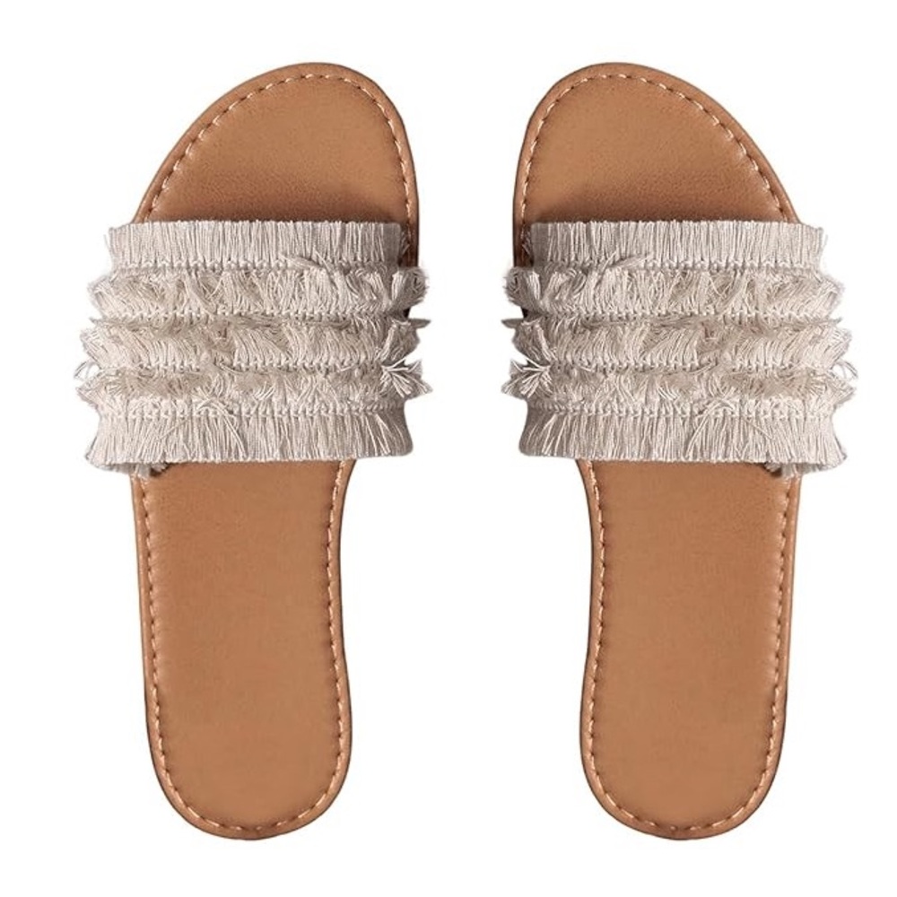 Verdusa Mini Fringe Slip On Sandals